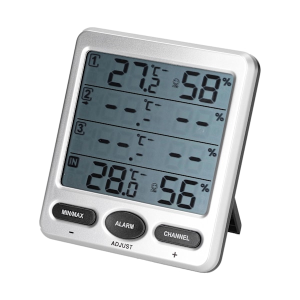 Luftfuktighet og temperaturmåler LCD Digital termometer Hygrometer med 3 fjernfølere TSWS10
