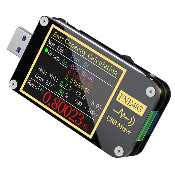 9-pins USB-spenningsmåler Skjerm Vende-funksjon Gravity Sensor Multifunksjonell USB Amperemeter Tester FNB48