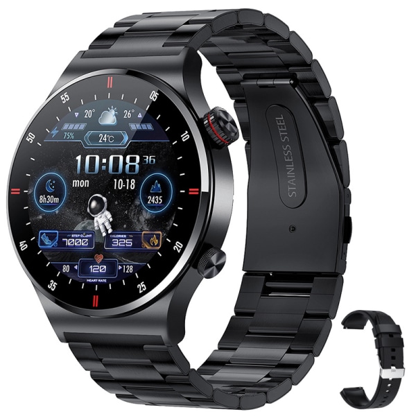 QW33 smartklokke ny Bluetooth-samtale full berøringsskjerm for menn sports Bluetooth qw33 smartwatch-X Black+Black Sanzhugang