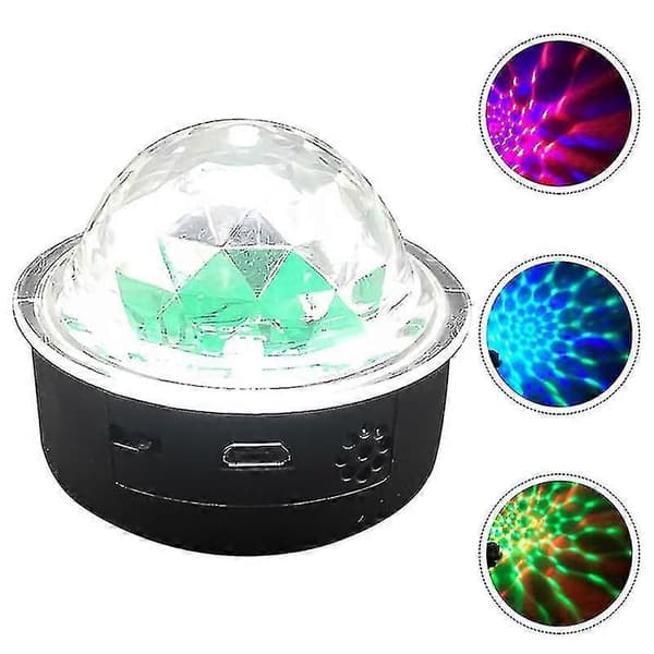 Stemmeaktiveret scenelys discolys farverig USB krystalkuglelampe sort