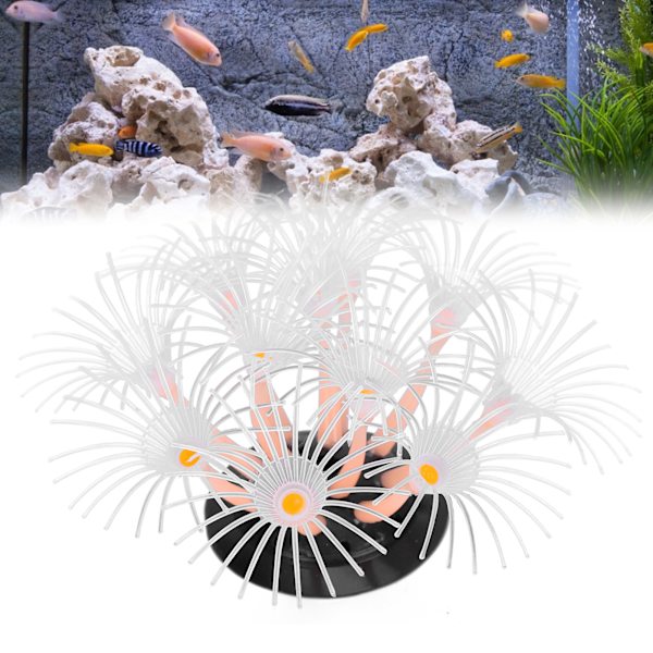 Kunstig Solsikke Korall Silikon Simulering Vandplante Akvarium Akvarie Dekoration Orange