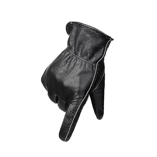 Stretchbara handledsskydd i tåligt kohud - 1 par, svart (S-XL)