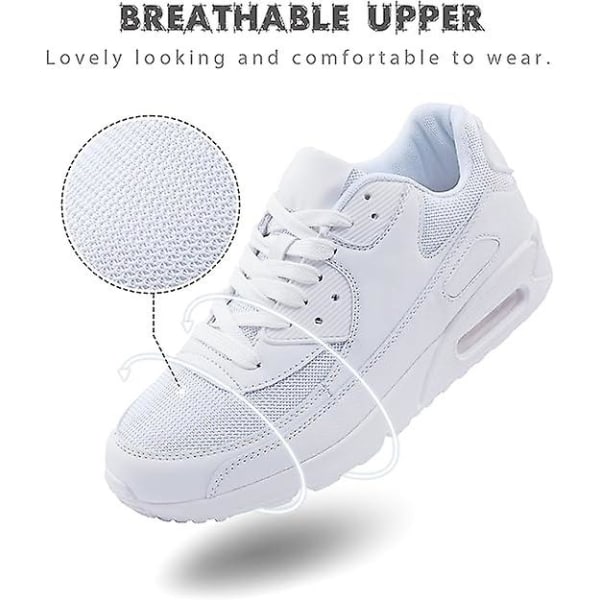 Sneakers för män Löparskor för kvinnor Slip On Casual Sneakers för kvinnor Mesh Tennis Sneakers Halkfria lätta Sneakers Luftkudde White 37