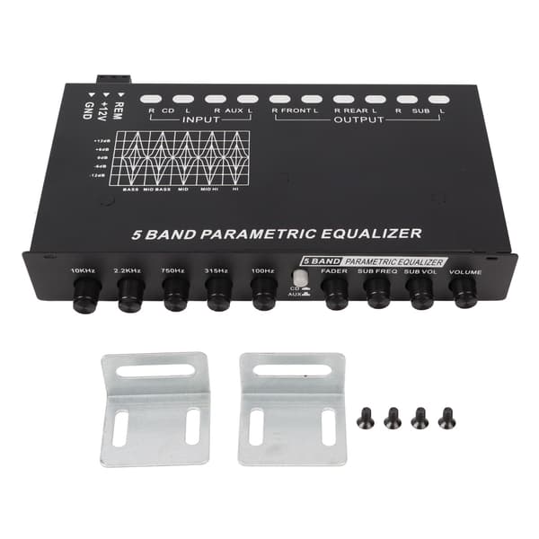 Car Stereo Equalizer Adjustable 5 Bands Precise Tuning EQ Tuning Crossover Amplifier Graphic Equalizer