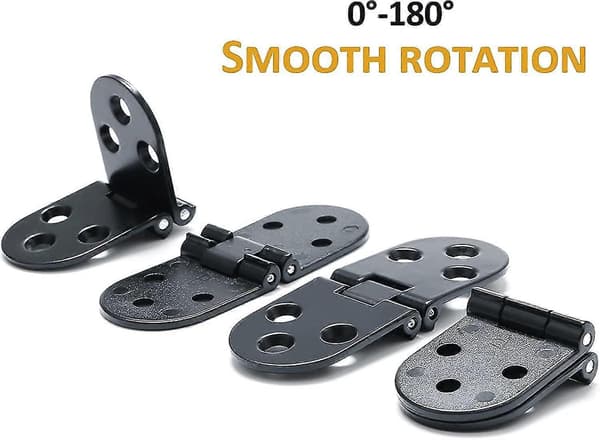 Klapbordhængsel Sammenklappelig forbindelse Møbelbeslag i rustfrit stål 180 graders foldbar, matsort finish i rustfrit stål, 4 stk.