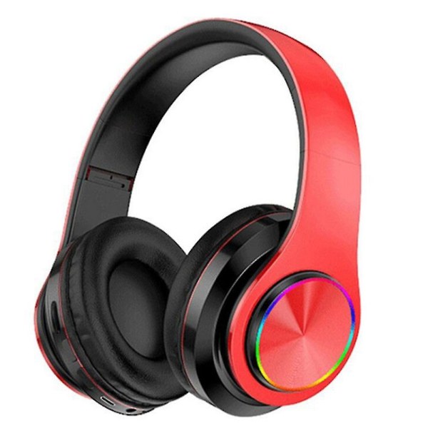 Bluetooth hörlurar Trådlösa hörlurar Over Ear Med Mikrofon-röd Svart