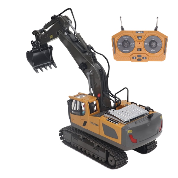 2,4G RC gravemaskin leketøy Roterbar fullfunksjonell belysning Musikklegering Bygge traktor
