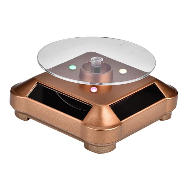 Sol- og batteridrevet roterende smykkeholder, displaystativ roterende base (guld)