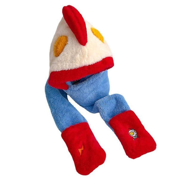 Barn Ultraman Winter Warm Fleece Hatt Hat Scarf Handskar 3 i 1 blue