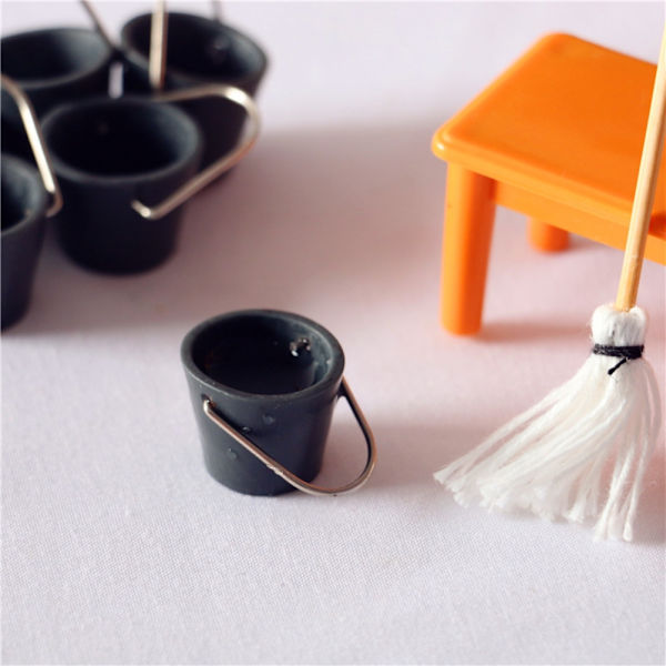 Nukkekoti Miniatyyri Mop ja Ämpäri Nukkekoti Siivousvälineet Realistinen Mini Mop ja Ämpäri Setti Keittiö Kotivarusteet