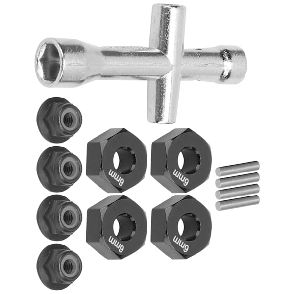 12 mm Hex-navadapter 6 mm tjock M4 flänslåsmuttrar Kryssnyckelsats för 1/10 RC CarBlack