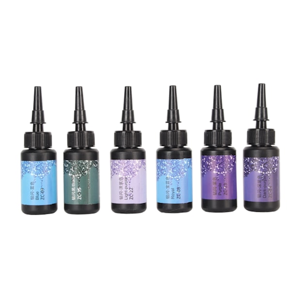 6 stk. Farget UV-resin 10 ml hver pennformet hurtigherdende aluminiumsfolieforsegling UV-lim for DIY smykkekunst lilla serie