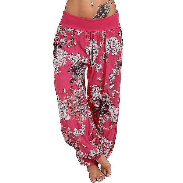 Dame Harem Bukser i Overstørrelse med Roser Print 4XL