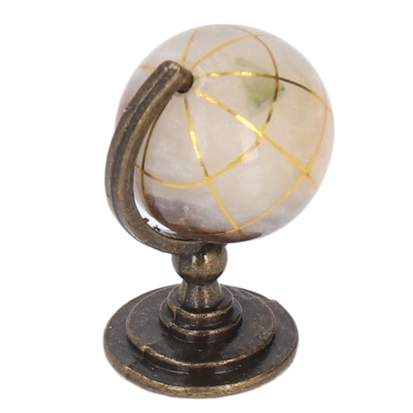 Simulering Mini Globe Säker Smaklös Vibrerande Färger Pedagogisk Dockhus Miniatyr Globe för 1:12 Dockhus White Ball Koppar Base