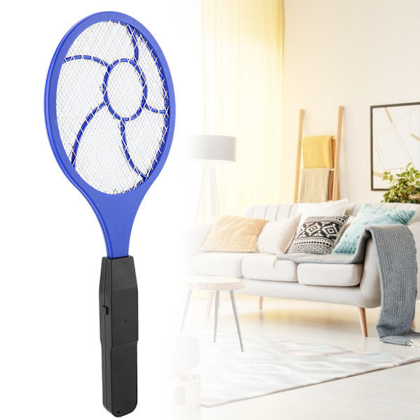 Tre lager Elektrisk flugmyggsmällare Bug Zapper Racket Insektsdödare (blå)