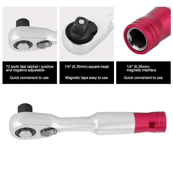 Mini 1/4 tommer ratchetnøglesæt Reparationsværktøj til bilcykel Sokkelnøglesæt (85 mm)