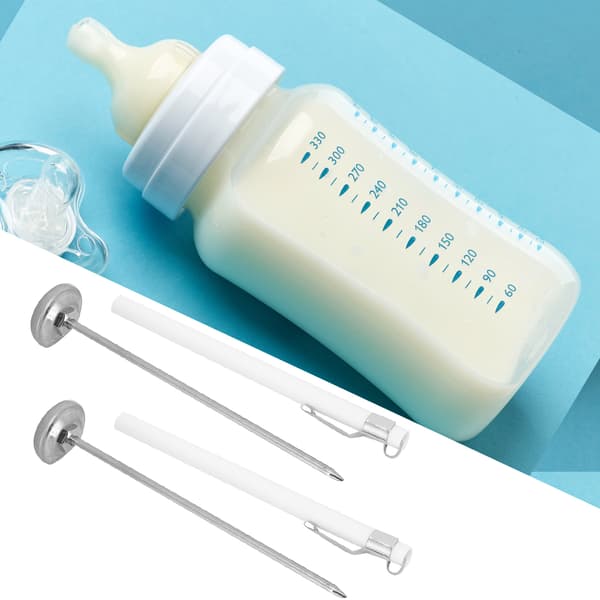 2pcs Professional Kitchen Milk Bottle Thermometer Instant Read Needle Thermometer Cooking Tool White