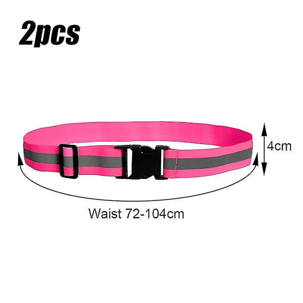 Reflekterande Glow Belt Säkerhetsutrustning för Löpning, Cykling, Promenader - Rosa (2-pack)