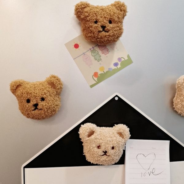 Plush-karhu jääkaappimagneetti Kumimagneetti Pehmeä 3D-eläin Jääkaapin magneetti Keittiön koristelu Kahvi