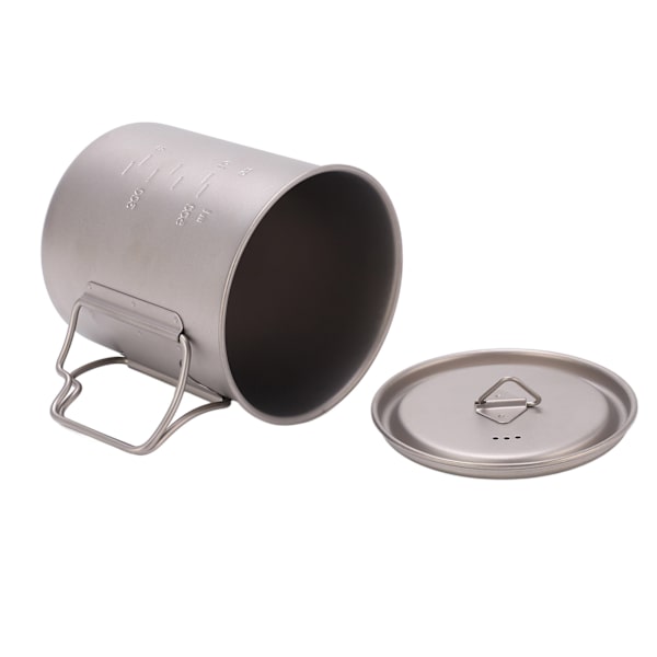 750 ml utomhus vattenmuggar i titan med hopfällbara handtag Bärbar camping i titan vattenkopp