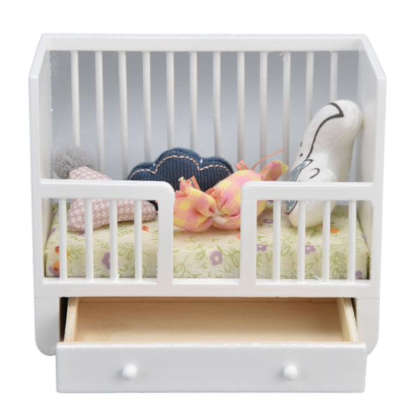 1:12 Dockhussäng gör-det-själv-miniatyrdockhus Miniatyrsäng i trä Babydocksäng för dockhusrum