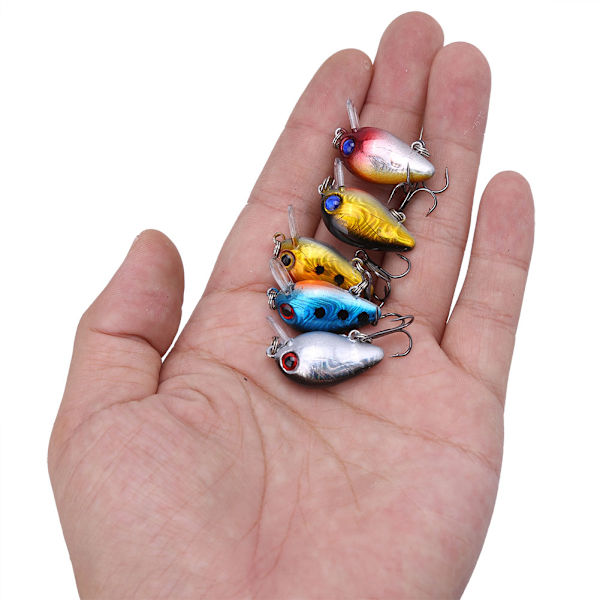 5 kpl 3 cm 3D holografiset silmät Miniuistin Uiva Micro Bass Syötti Crankbait Koukku