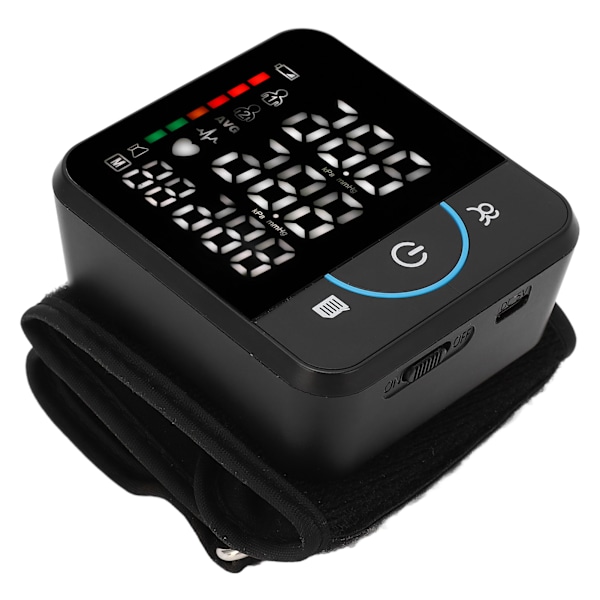 Handledsblodtrycksmätare Digital LED-display Uppladdningsbar automatisk BP-mätare med 180 avläsningsminne