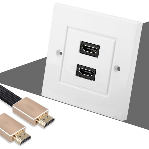 Vit Dual Port HDMI Väggplatta Panel för Hotell Hemmakontor Building US Standard