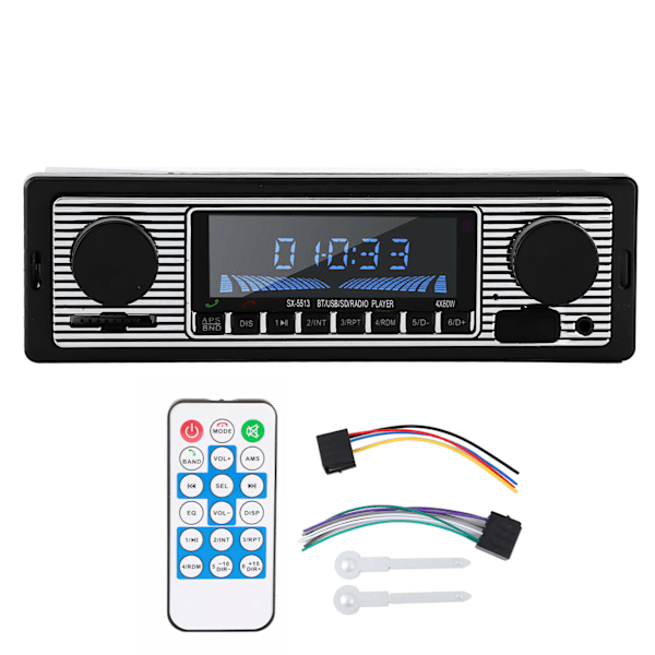 Auto Bluetooth Radio Klassisk Bilstereo MP3 Musikspelare med USB SD AUX FM InDash Huvudenhet (12V)