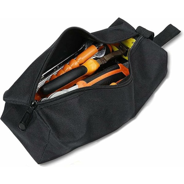 Liten svart verktøysveska multifunksjonell arrangør tung verktøysväska, multifunksjonell bæreveska, tom ficka for verktøysväska, HANBING