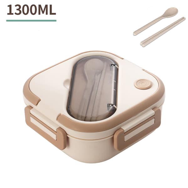Bento Box Plastic Compartments Insulated Leakproof Lunch Box for School Work Microwave Safe Khaki