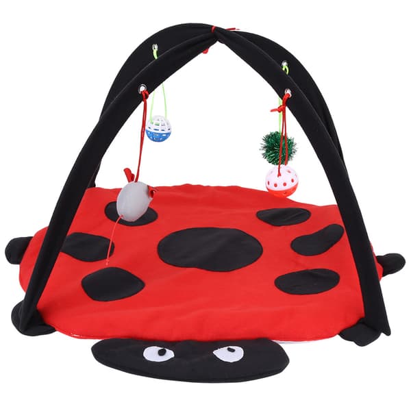 Foldable Cat Activity Play Mat Tent Multifunction Pet Bed with Hanging Toy Balls