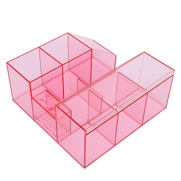 Stor kapasitet Vippeløsning Nail Art Tattoo Verktøy Oppbevaringsboks Etui Organizer (Rosa Transparent)