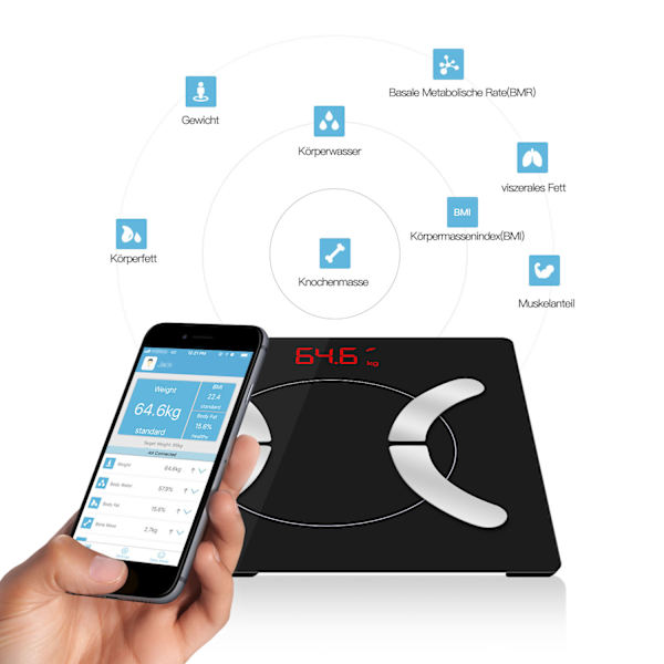 Digitaalinen vaaka Bluetooth LED-näyttö Smart Body Fat -vaaka