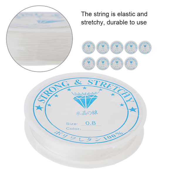 Crystal Elastic Line Transparent Beading String Thread for Jewelry Making (0.8mm * 8m)