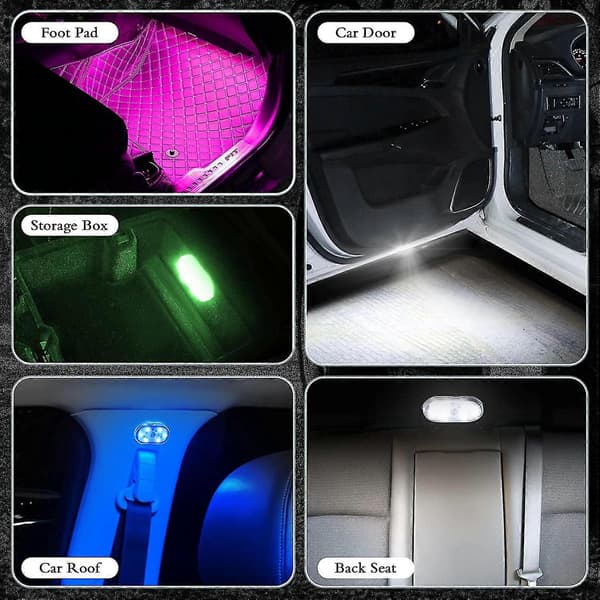 Bil-LED-lys, 2 stk. universelle touch-LED-lys til bilinteriør, USB-genopladelige LED-lys til bilinteriør