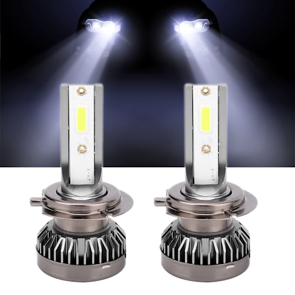 2 stk Mini H7 LED DOB Pære Vanntett Selvoppvarmet Varmespredning Frontlys 6000LM 6000k Tåkelys