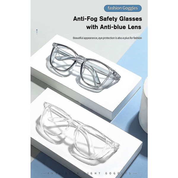 Skyddsglasögon mot imma för män och kvinnor med blåljusblockerande lins och permanenta sidoskydd