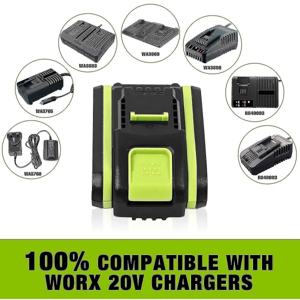 Ersetting Worx 3.0ah 20v Li-ion batteri Wa3551.1 Wa3553 Wa3551 Wa3556 Wa3572 Wa3641 Wa3553.1