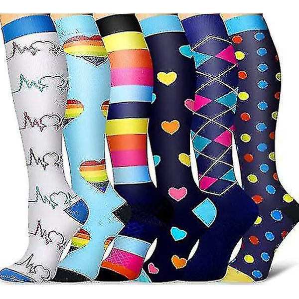 Kompressiosukat urheiluun, juoksuun ja pyöräilyyn - 6 paria (L XL)