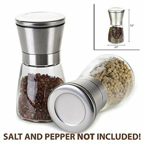 180 ml modern rostfritt stål salt/peppar glas kryddkvarn flaska, modell: silver 180 ml