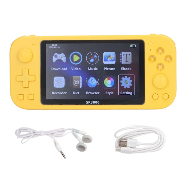 Electric Game Player 5.1in High Definition Display Bärbar Vintage Controller Spelkonsol Gul