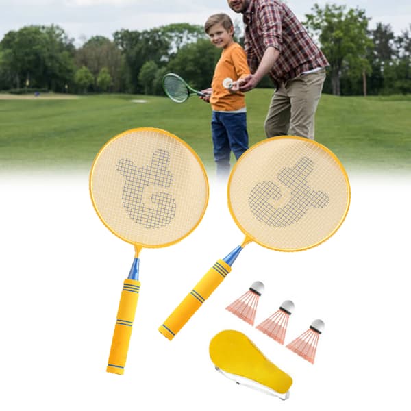 Badmintonracketer for barn Jernlegering Elastisk Lett badmintonracket for barn i alderen 5-12 Gul