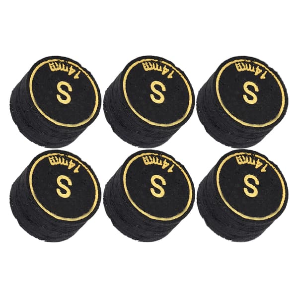 6pcs Pool Cue Tips Professional Multi-Layer Billiard Pool Cue Tips Replacement for Pool Cue and Snooker 14mm S