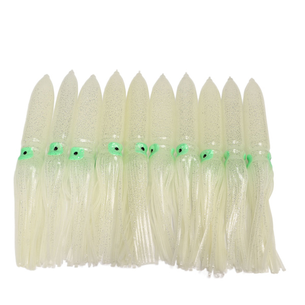 10 st Squid Lure 30cm Silikon naturtrogen självlysande bläckfiskkjol Fiskebete med krok Transparent