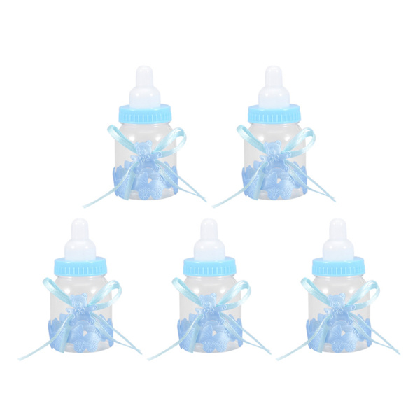 24 stk fyldbare flasker Sød slikboks gave til babyshower festdekorationer (blå)