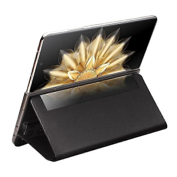 Ægte koskindsetui med Smart View-vindue Kompatibel med Honor Magic V2 5G[LD] Black