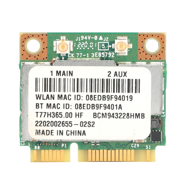 Trådløst Netværkskort Bluetooth 4.0 Adapter BCM943228 T77H365.00 HF 300M 802.11a/B g/n