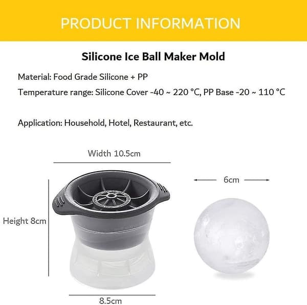 Sfäriska isformar, set med 2 silikonisbollsmaskiner, 6,35 cm (2,5 tum) isbitar, present