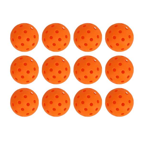 12 st 74 mm 40 hål pickleballs PE plast hög elasticitet pickleball utomhus hål bollar orange
